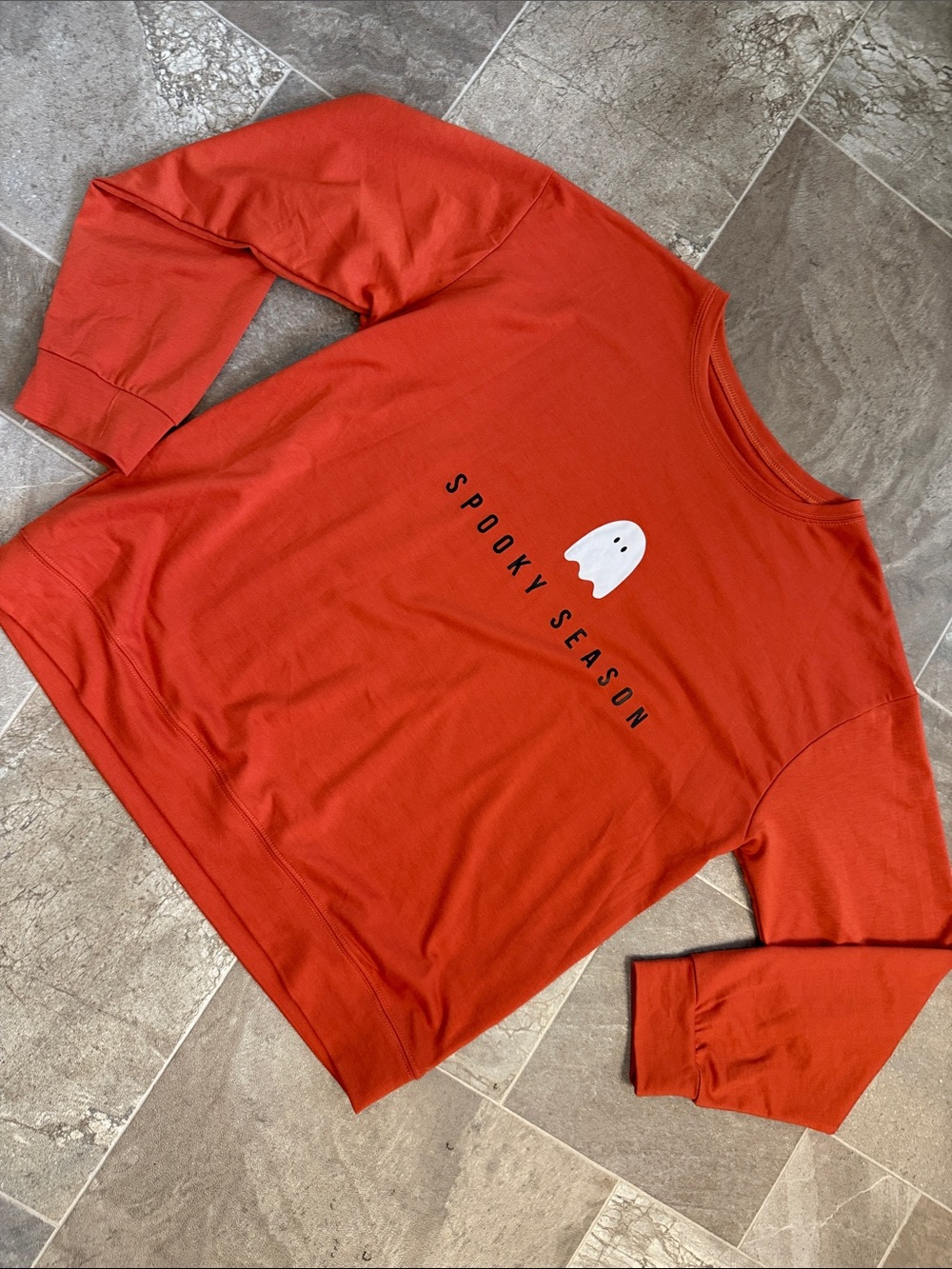 Spooky Season ghost Orange Graphic Sweatshirt XL NWOT